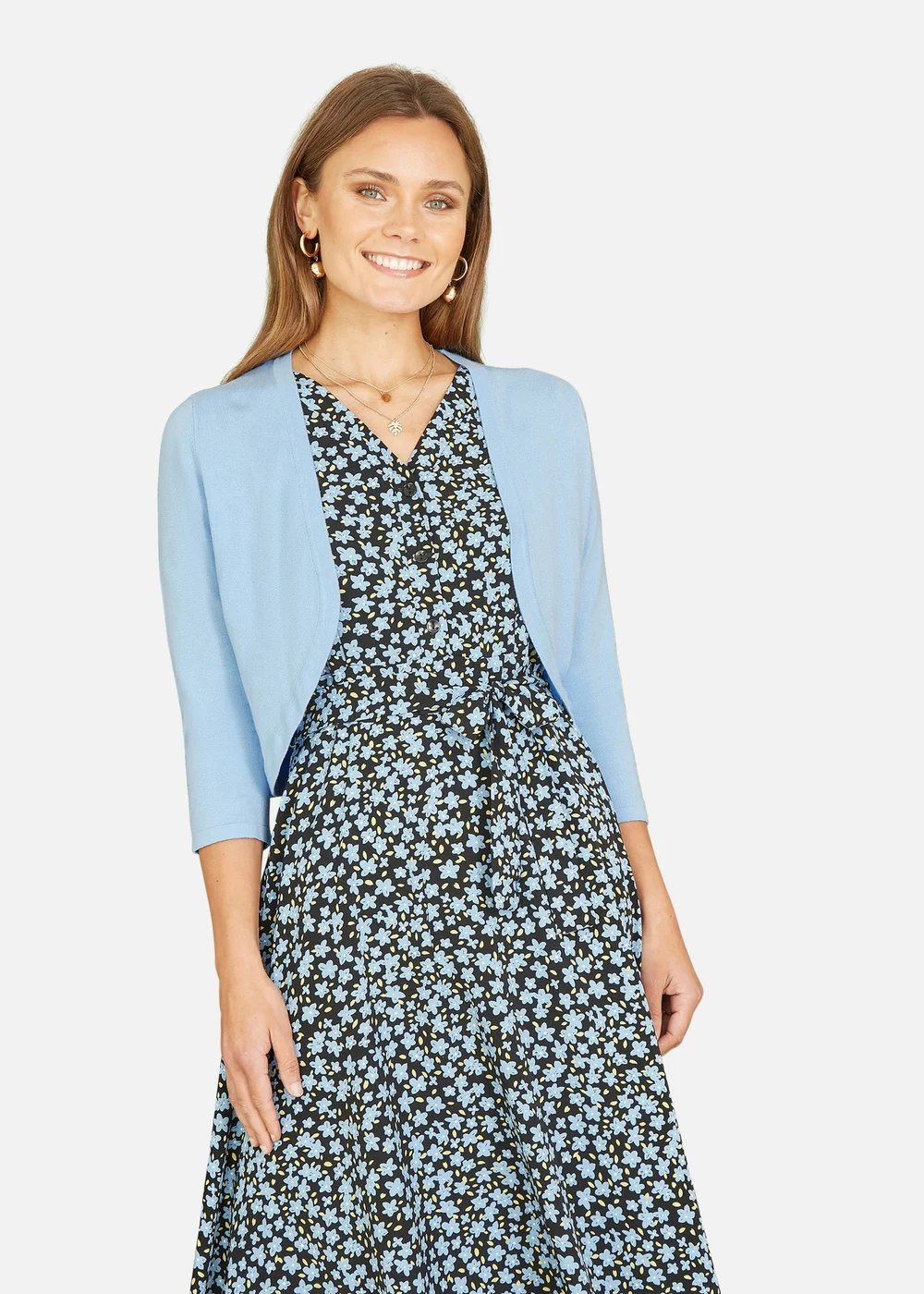 Yumi Blue Knitted Curve Bolero - S Image 2