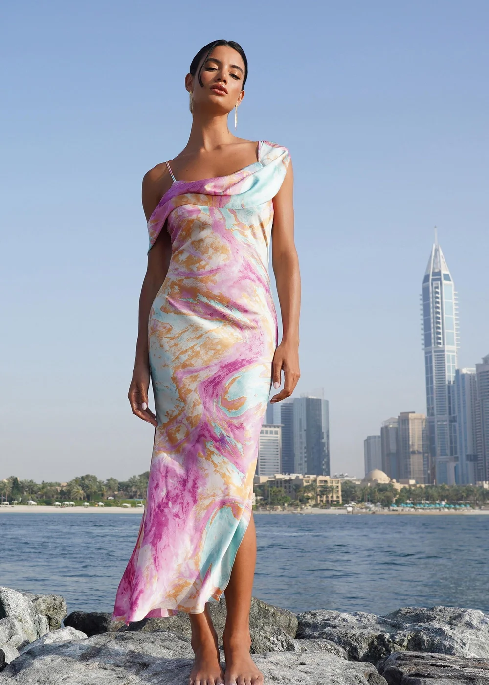 pink marble dress Pink Marble Denim Mini Dress