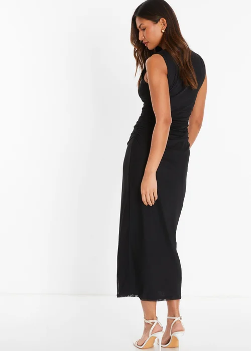 Quiz Black Mesh Ruched Bodycon Midaxi Dress - 6 Image 2
