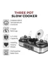 Tower Stainless Steel Three Pot Slow Cooker - One Size Image 2