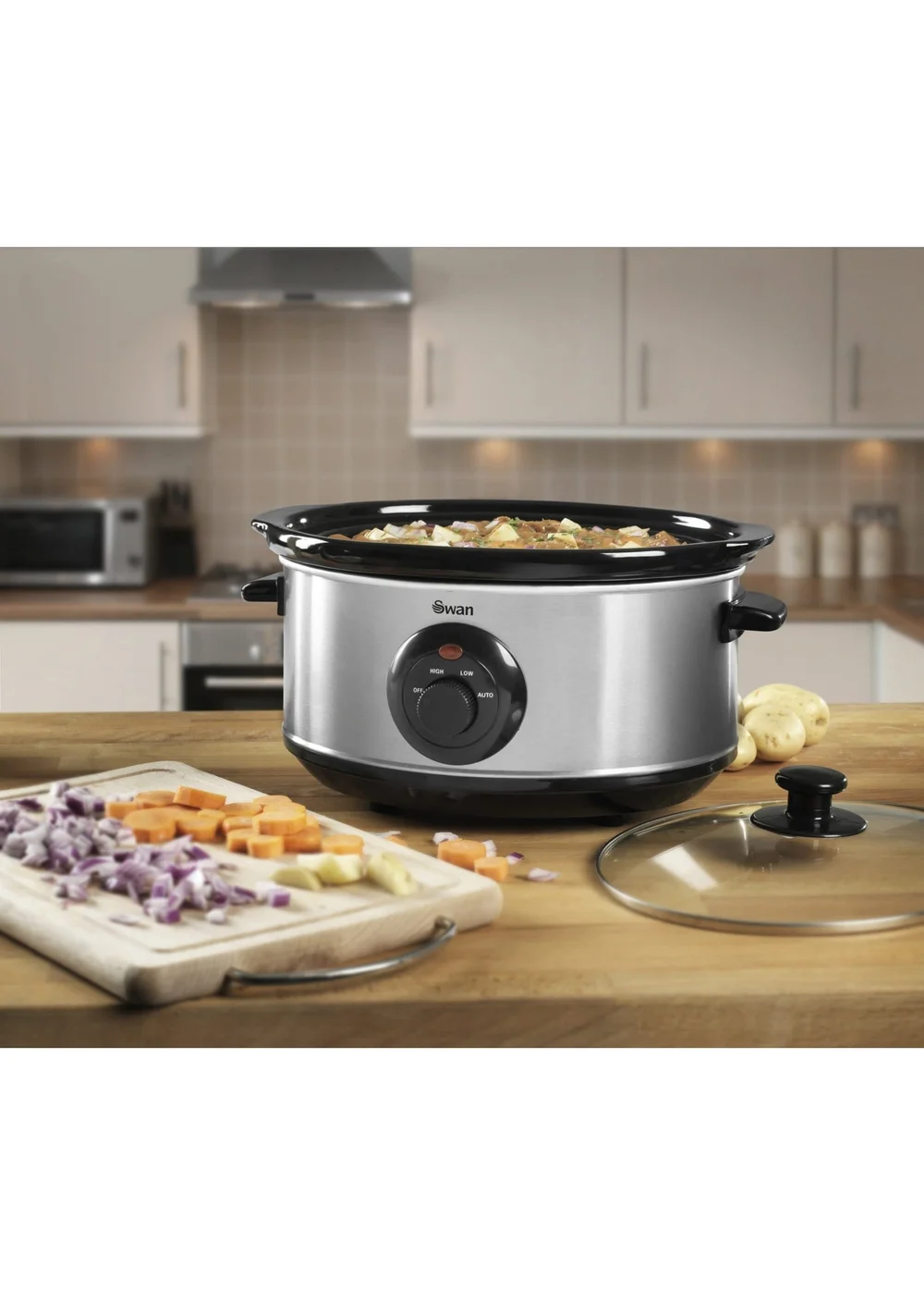 Swan Stainless Steel Slow Cooker (3.5L) - One Size Image 2