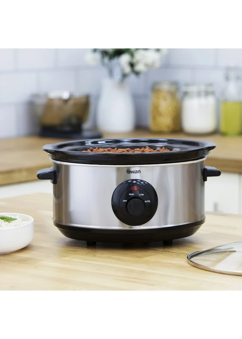 Swan Stainless Steel Slow Cooker (3.5L) - One Size Image 3