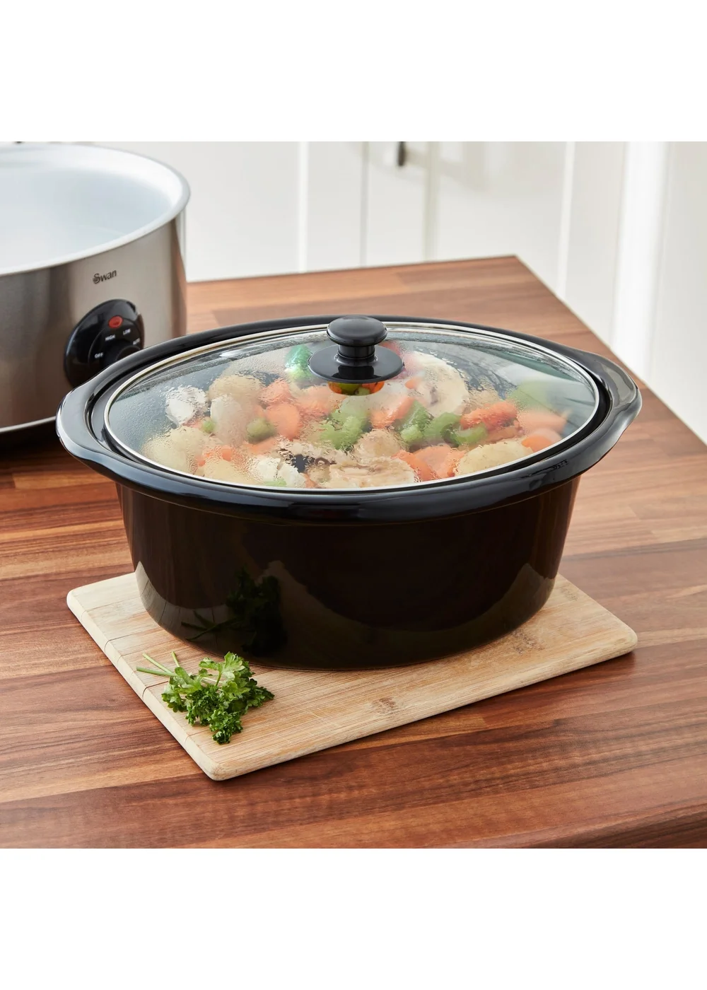 Swan Stainless Steel Slow Cooker (6.5L) - One Size Image 3