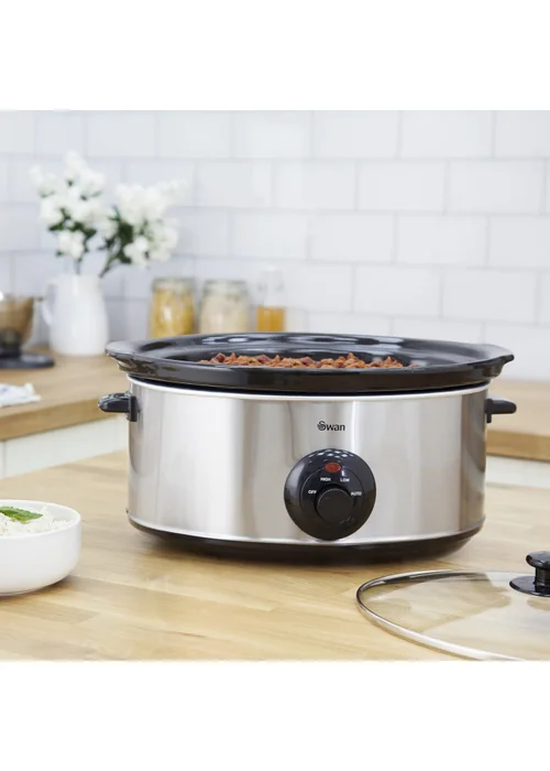 Swan Stainless Steel Slow Cooker (6.5L) - One Size Image 2