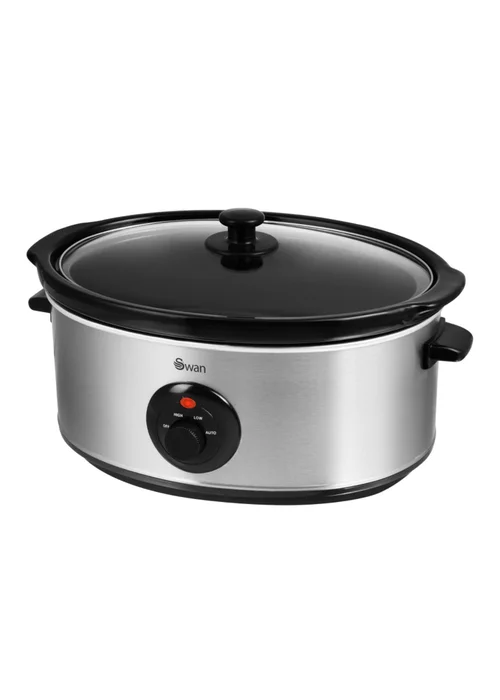 Swan Stainless Steel Slow Cooker (6.5L) - One Size Image 1