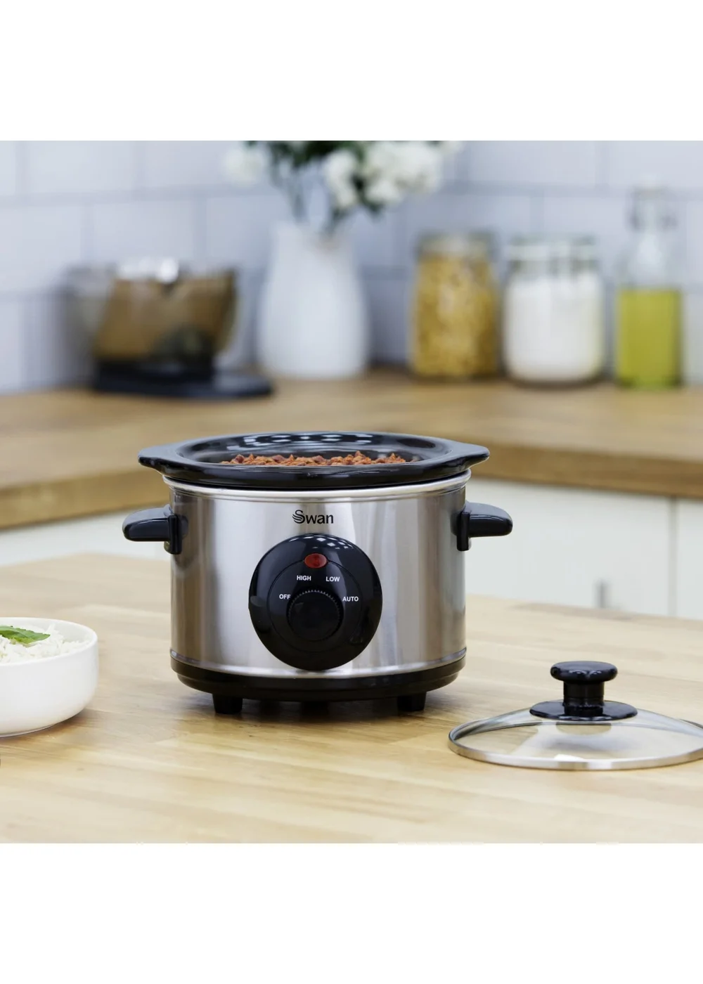 Swan Stainless Steel Slow Cooker (1.5L) - One Size Image 2