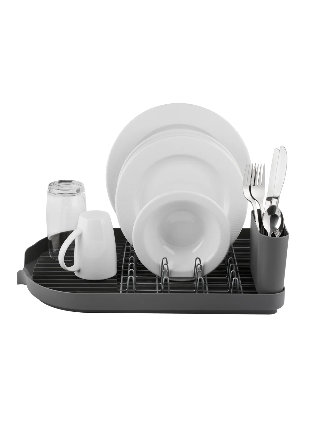 Tower Grey Compact Dishrack With Cutlery - One Size Image 1