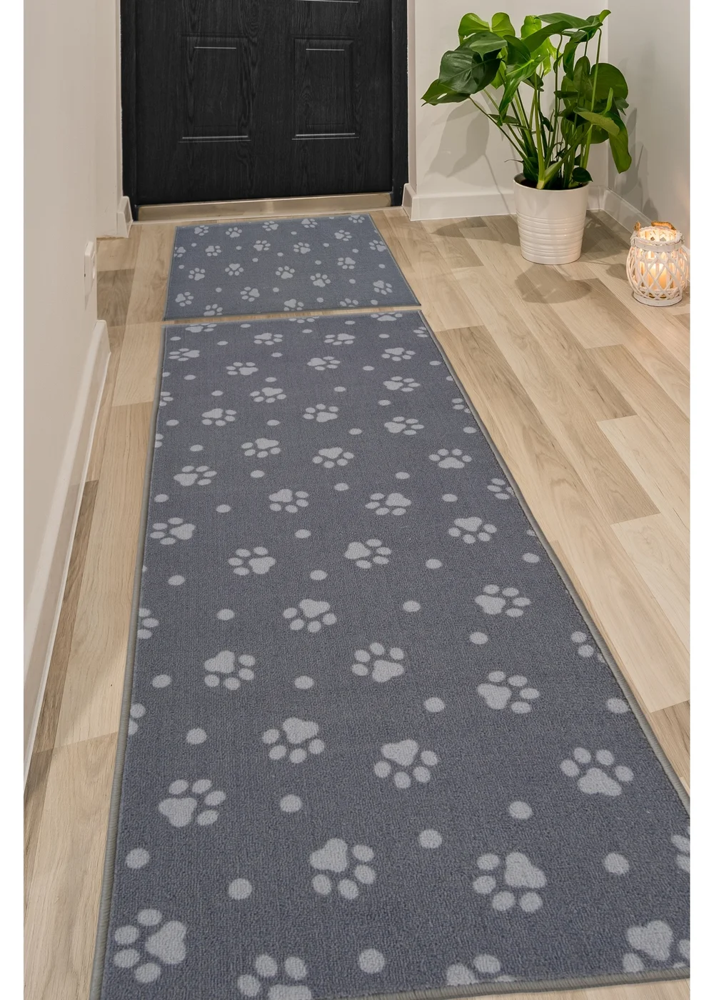 Homemaker Grey Deco Paw Print Runner and Doormat - 57 X 150 (57 X 40) Image 1