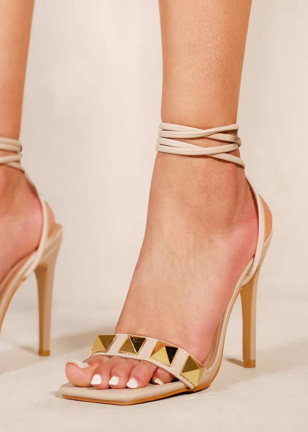 Where's That From Nude Miya Studded High Heels - Size 4 Image 2