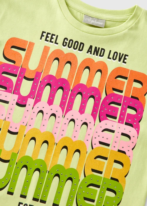 Girls Lime Summer Slogan Graphic T-Shirt (7-13yrs) - Age 7 Years Image 2