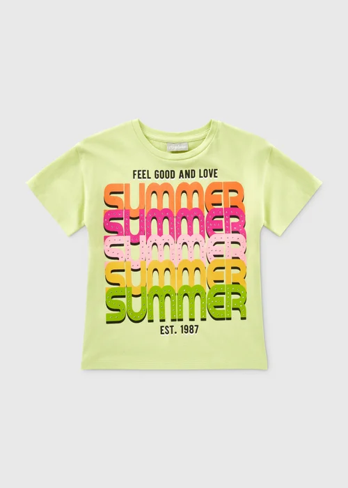 Girls Lime Summer Slogan Graphic T-Shirt (7-13yrs) - Age 7 Years Image 1