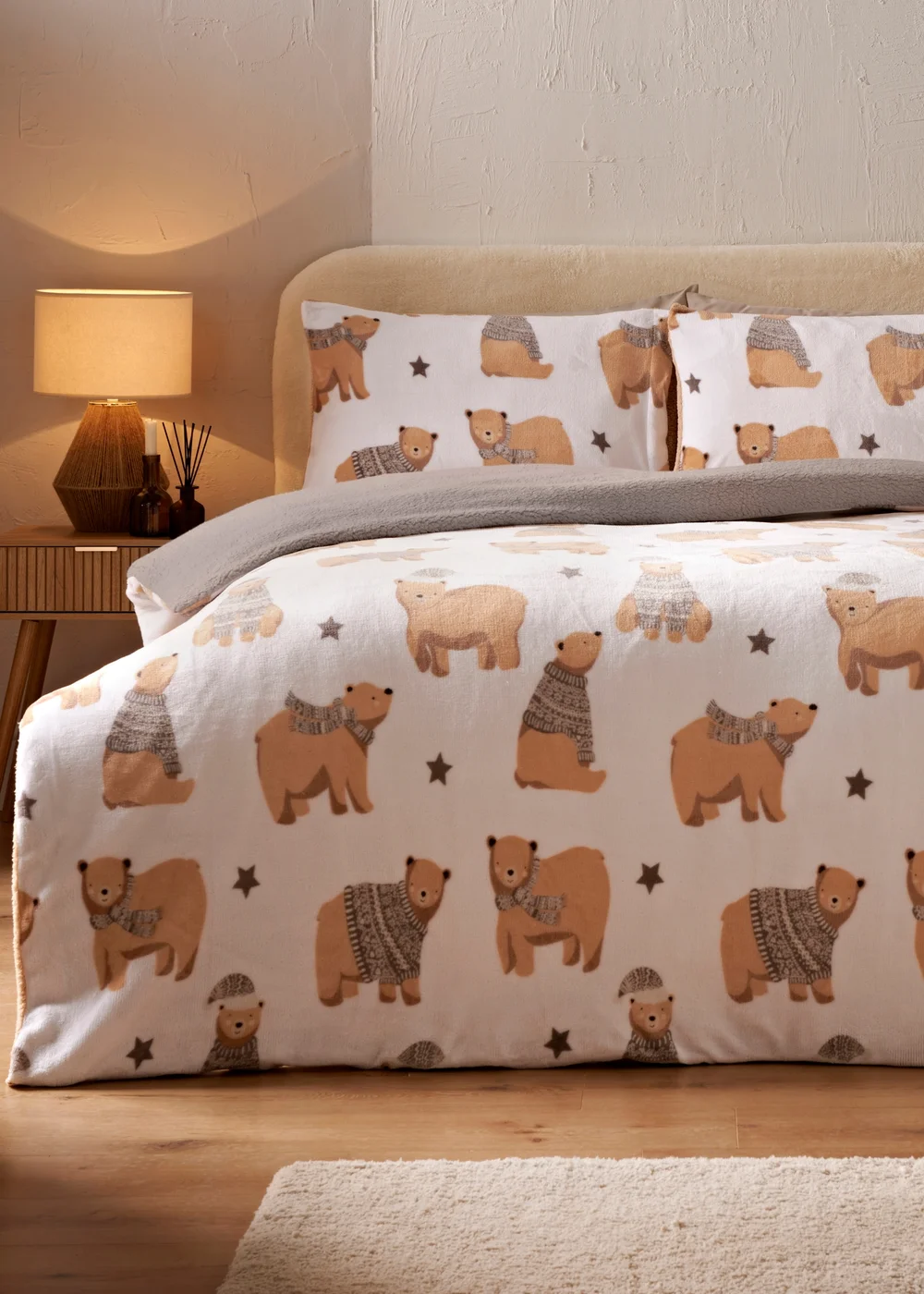 Natural Bear Fleece Duvet Set - Double Image 1