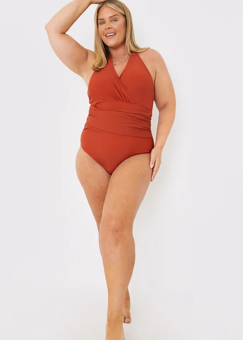 In The Style Brown Ruched Swimsuit - 8 Image 4