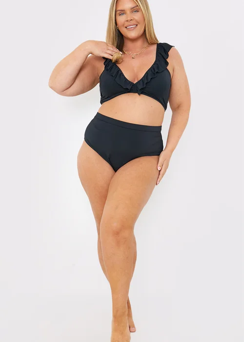 In The Style Black Co Ord Ruffle Bikini Top - 18 Image 6