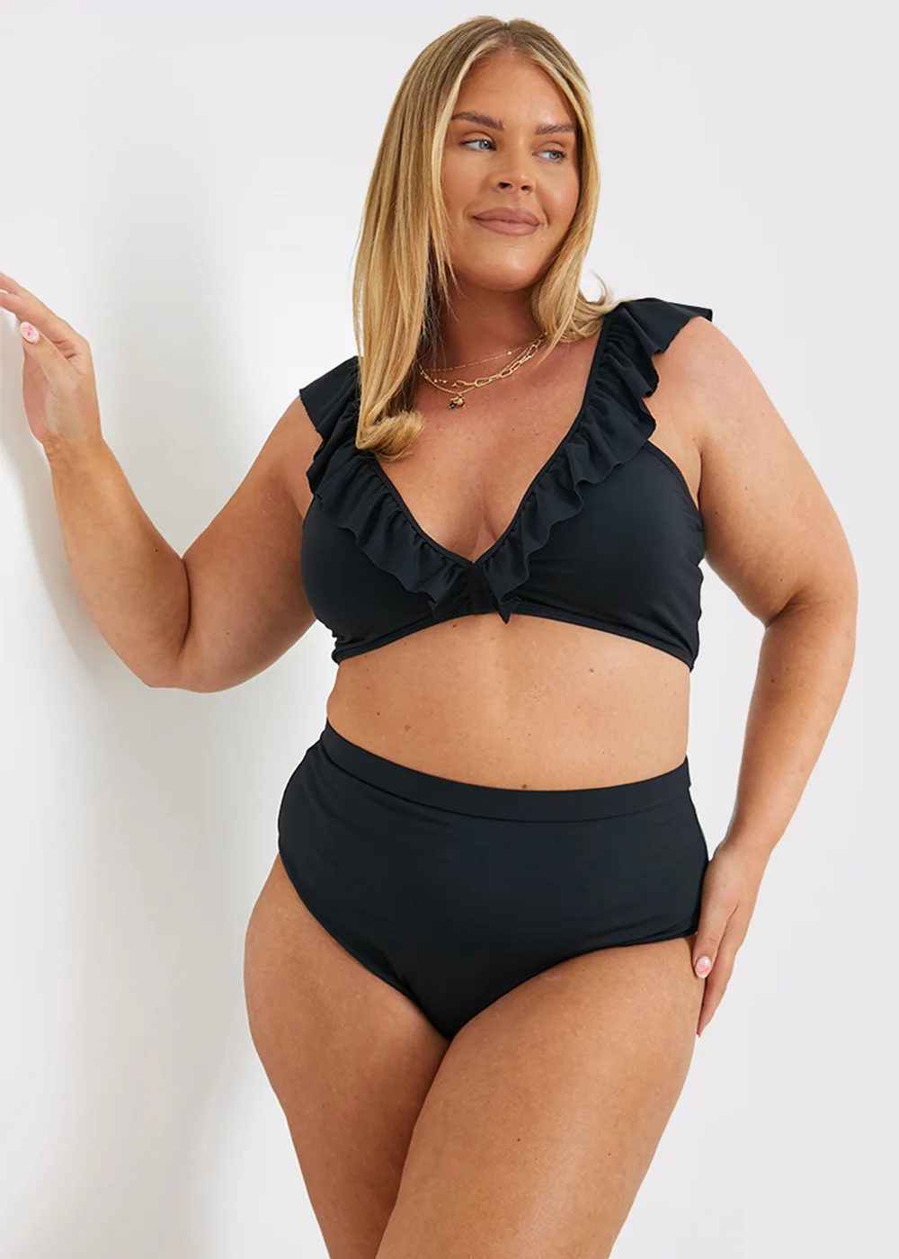 In The Style Black Co Ord Ruffle Bikini Top - 18 Image 5
