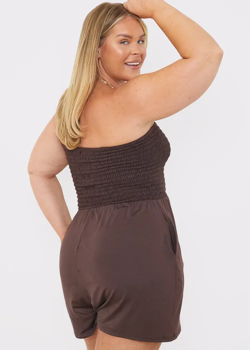 In The Style Brown Shirred Playsuit - 8 Image 8