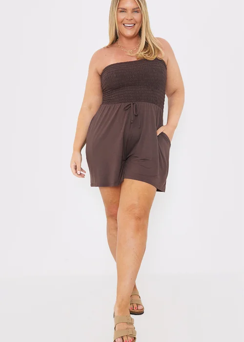 In The Style Brown Shirred Playsuit - 8 Image 6