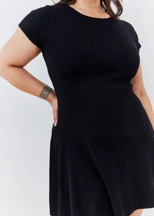 In The Style Black Skater Knit Mini Dress - 6-8 Image 4