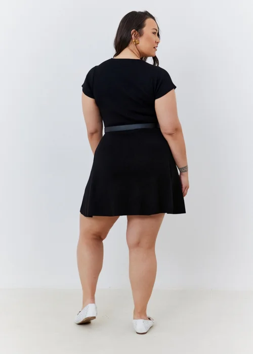 In The Style Black Skater Knit Mini Dress - 6-8 Image 5