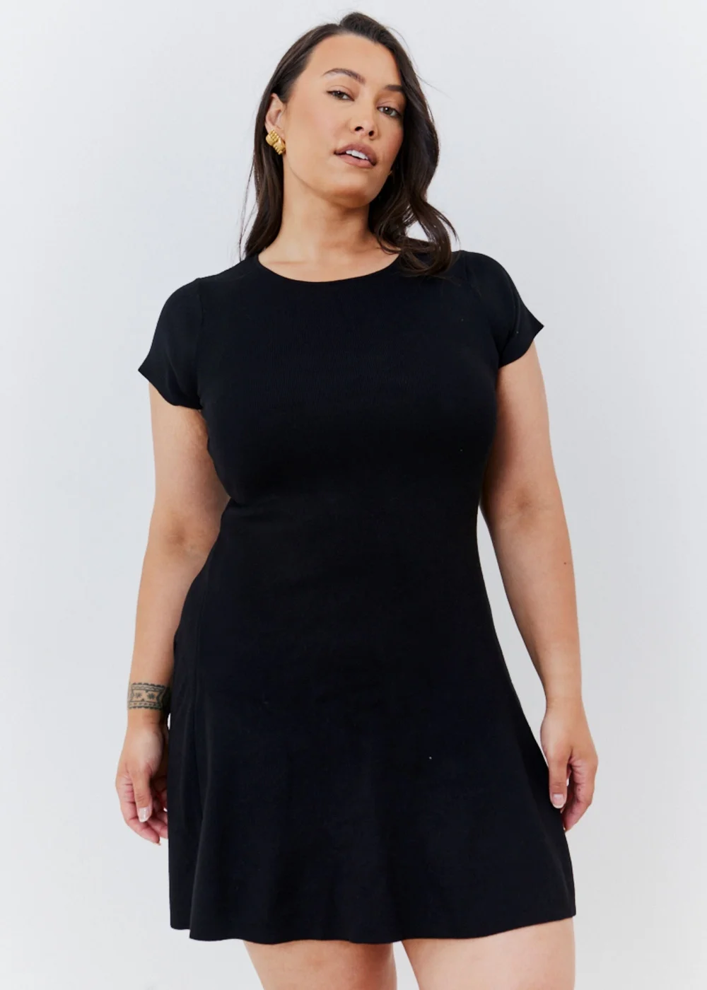 In The Style Black Skater Knit Mini Dress - 6-8 Image 3