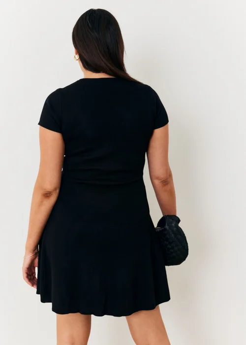 In The Style Black Skater Knit Mini Dress - 6-8 Image 7