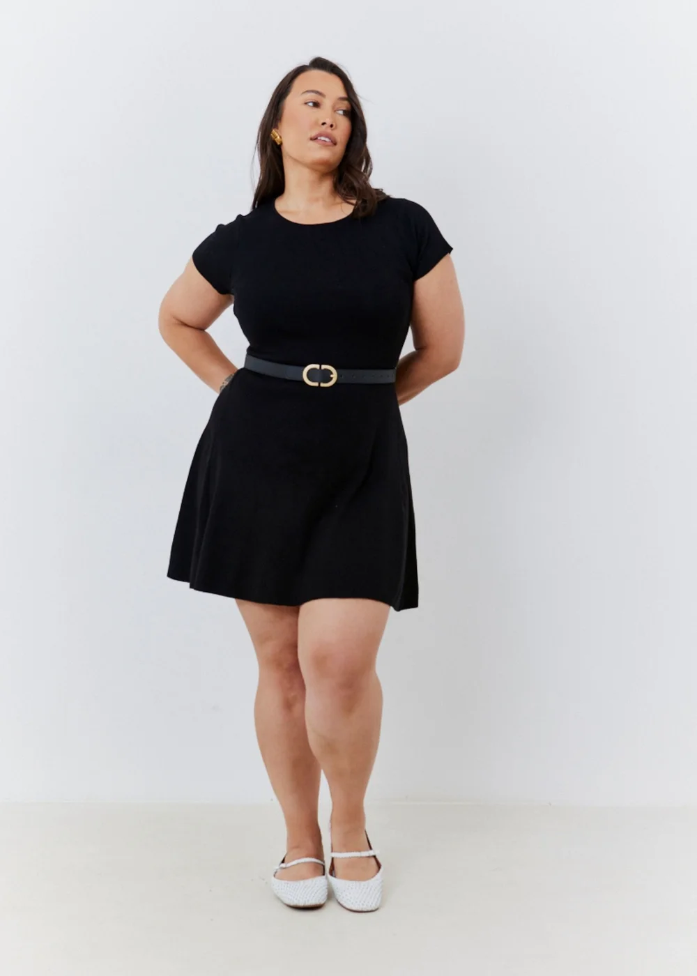 In The Style Black Skater Knit Mini Dress - 6-8 Image 2