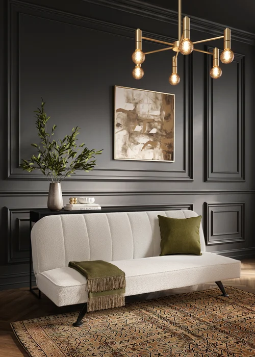 Aura Napoleonville Ivory Boucle/Matte Black Sofa Bed - One Size Image 1