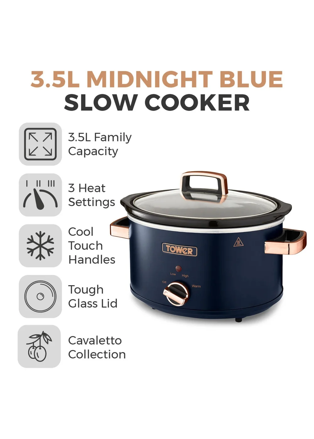 Tower Cavaletto Slow Cooker (3.5L) - One Size Image 2