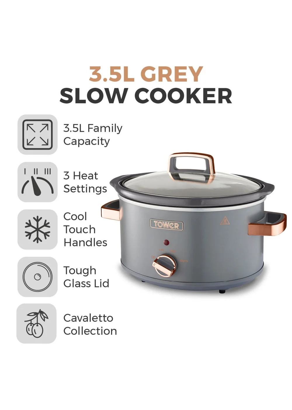 Tower Cavaletto Slow Cooker (3.5L) - One Size Image 2