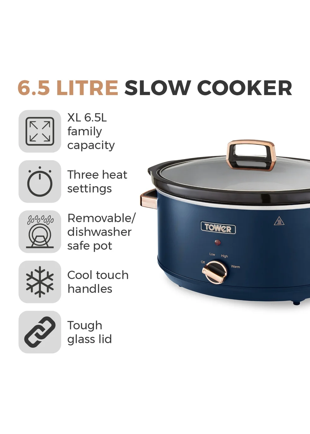Tower Cavaletto Slow Cooker (6.5L) - One Size Image 2