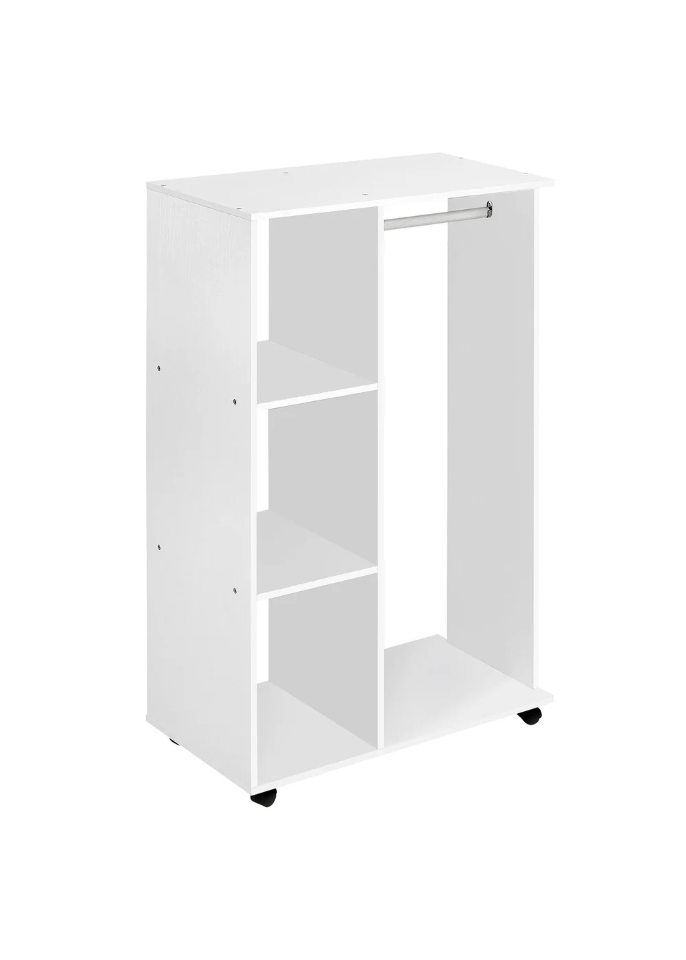 HOMCOM White Rolling Open Wardrobe Hanging Rail (80cm x 40cm x 128cm) - One Size Image 2