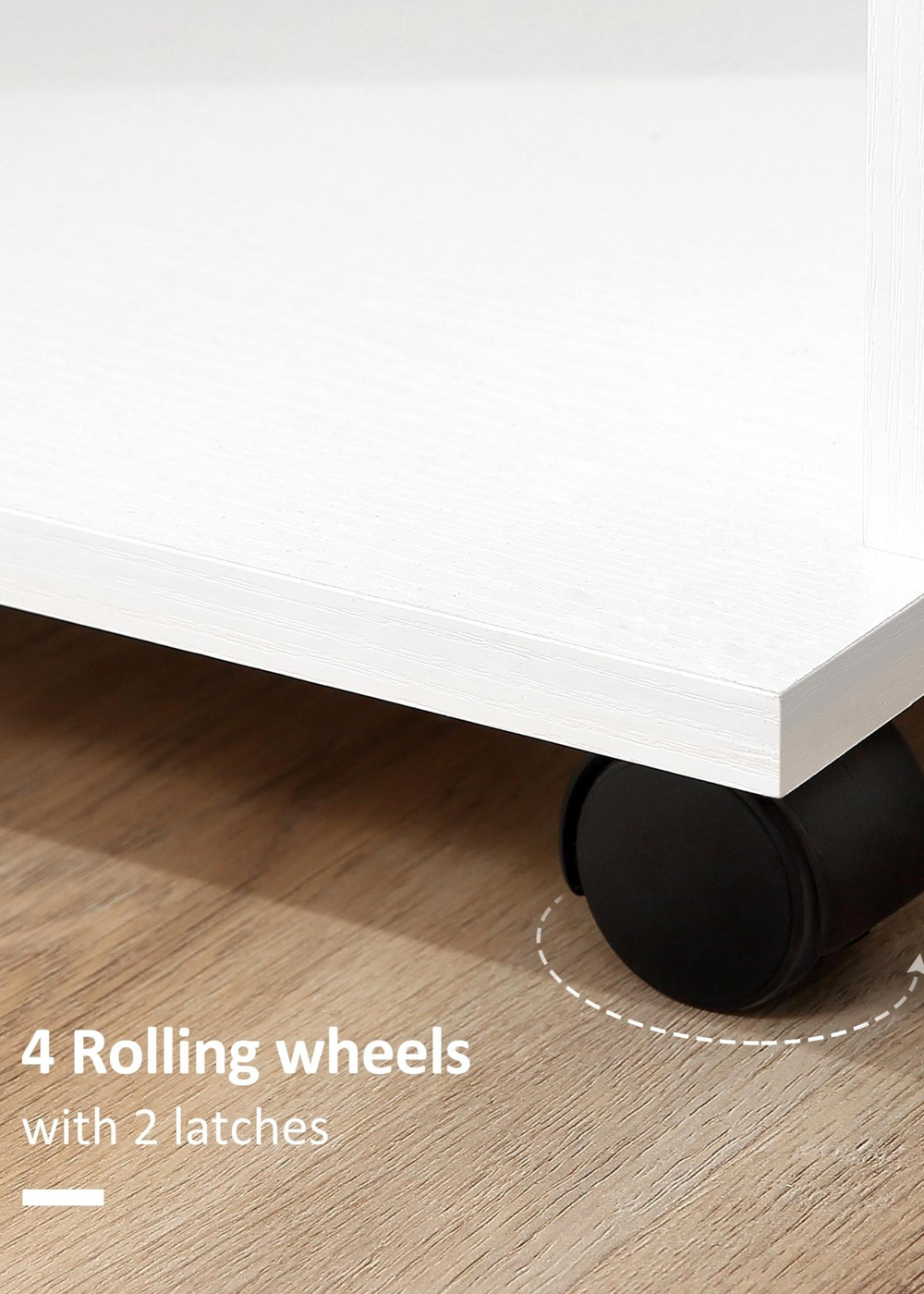 HOMCOM White Rolling Open Wardrobe Hanging Rail (80cm x 40cm x 128cm) - One Size Image 5