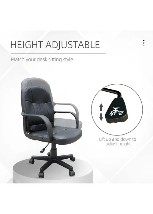 HOMCOM Black PU Leather Swivel Office Chair (59.5cm x 60cm x 104cm) - One Size Image 4