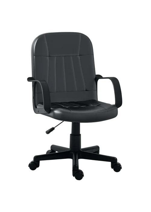 HOMCOM Black PU Leather Swivel Office Chair (59.5cm x 60cm x 104cm) - One Size Image 2