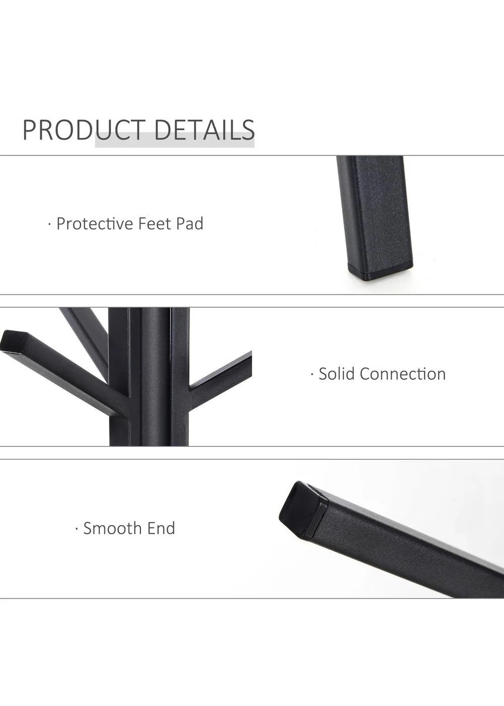 HOMCOM Black Free Standing Coat Rack (45cm x 45cm x 180cm) - One Size Image 5