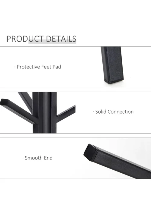 HOMCOM Black Free Standing Coat Rack (45cm x 45cm x 180cm) - One Size Image 5