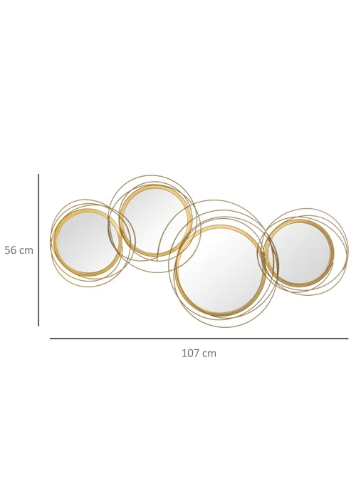 HOMCOM Gold Wall Art Decorative Mirror (107cm x 56cm x 4cm) - No Size Image 3