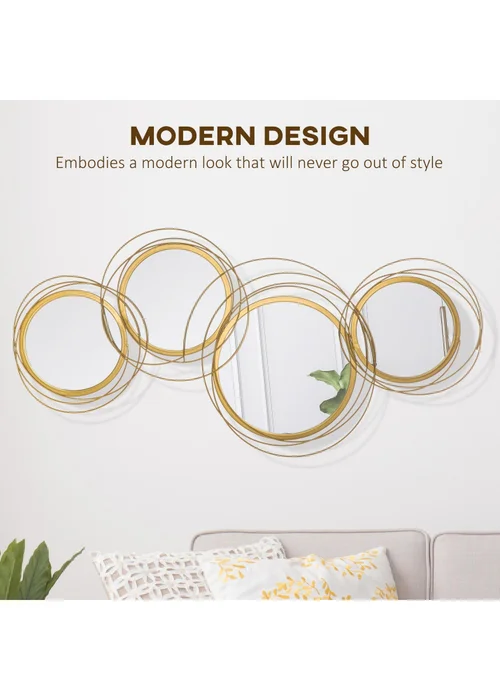 HOMCOM Gold Wall Art Decorative Mirror (107cm x 56cm x 4cm) - No Size Image 4