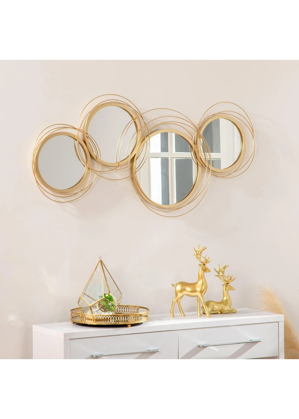 HOMCOM Gold Wall Art Decorative Mirror (107cm x 56cm x 4cm) - No Size Image 1