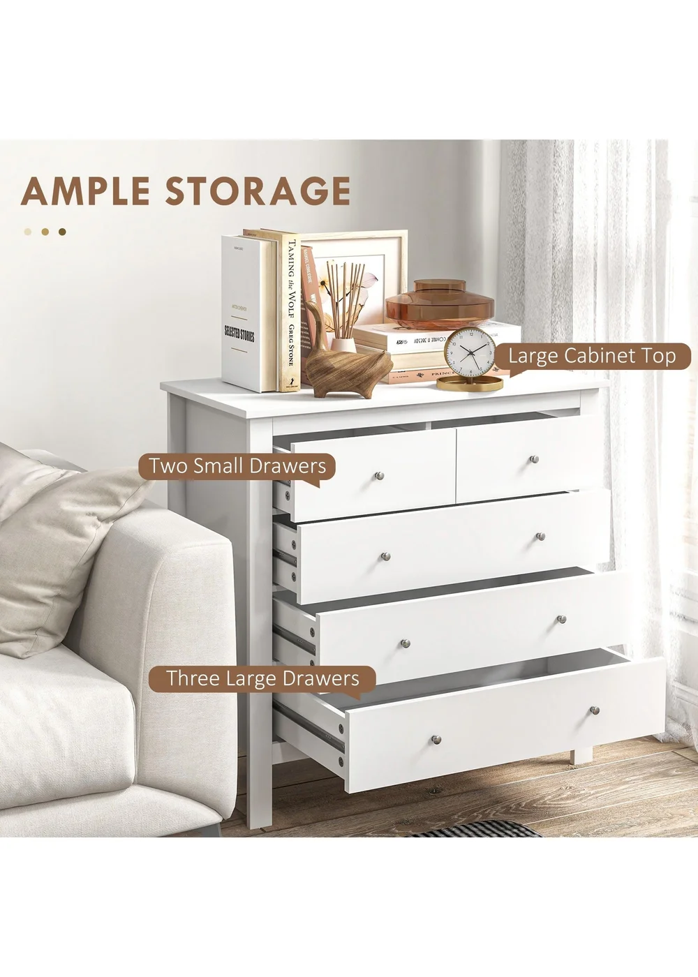HOMCOM White Modern Chest Of Drawers (79cm x 39.5cm x 80.5cm) - No Size Image 4