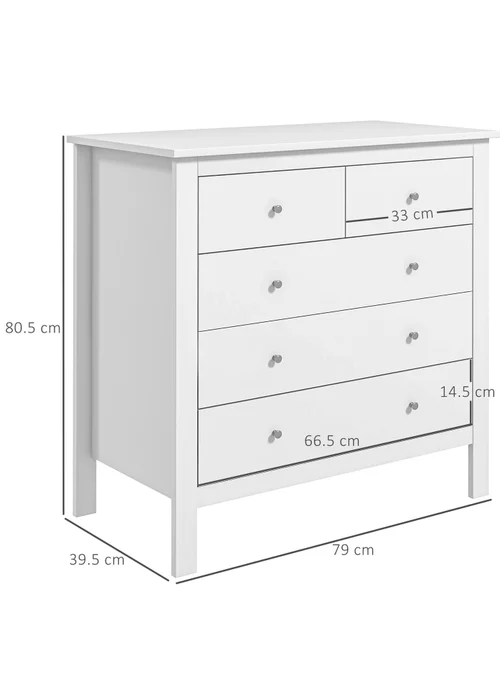 HOMCOM White Modern Chest Of Drawers (79cm x 39.5cm x 80.5cm) - No Size Image 3