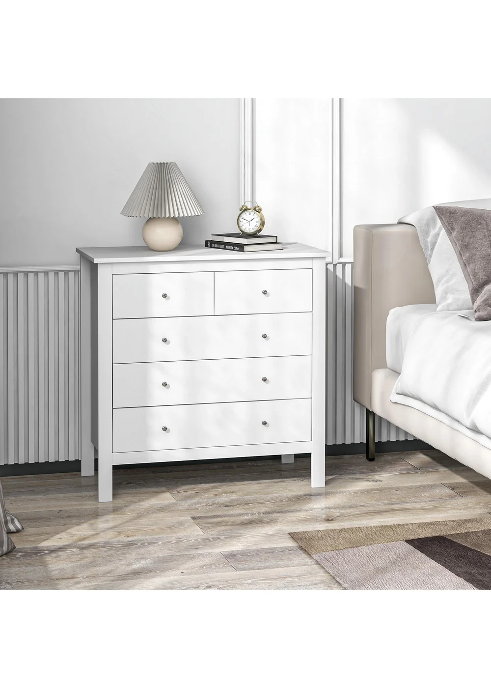 HOMCOM White Modern Chest Of Drawers (79cm x 39.5cm x 80.5cm) - No Size Image 1
