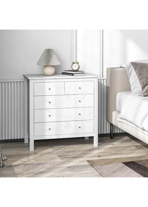 HOMCOM White Modern Chest Of Drawers (79cm x 39.5cm x 80.5cm) - No Size Image 1