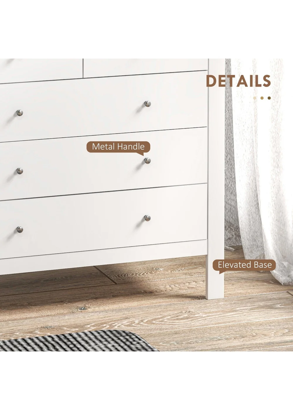 HOMCOM White Modern Chest Of Drawers (79cm x 39.5cm x 80.5cm) - No Size Image 5