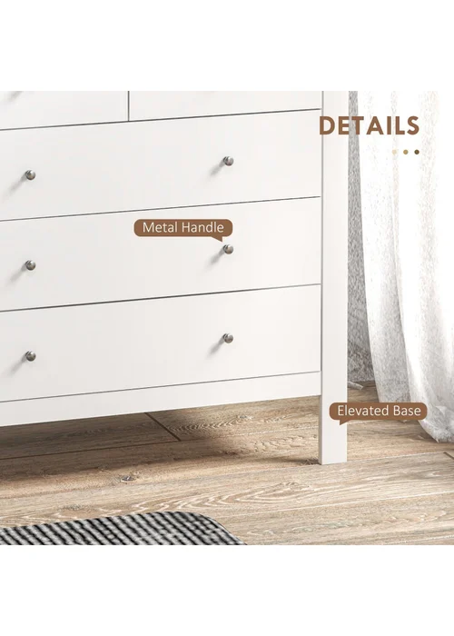 HOMCOM White Modern Chest Of Drawers (79cm x 39.5cm x 80.5cm) - No Size Image 5