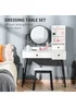 HOMCOM White Dressing Table Set with 3 Drawers (90cm x 45cm x 125.5cm) - One Size Image 4