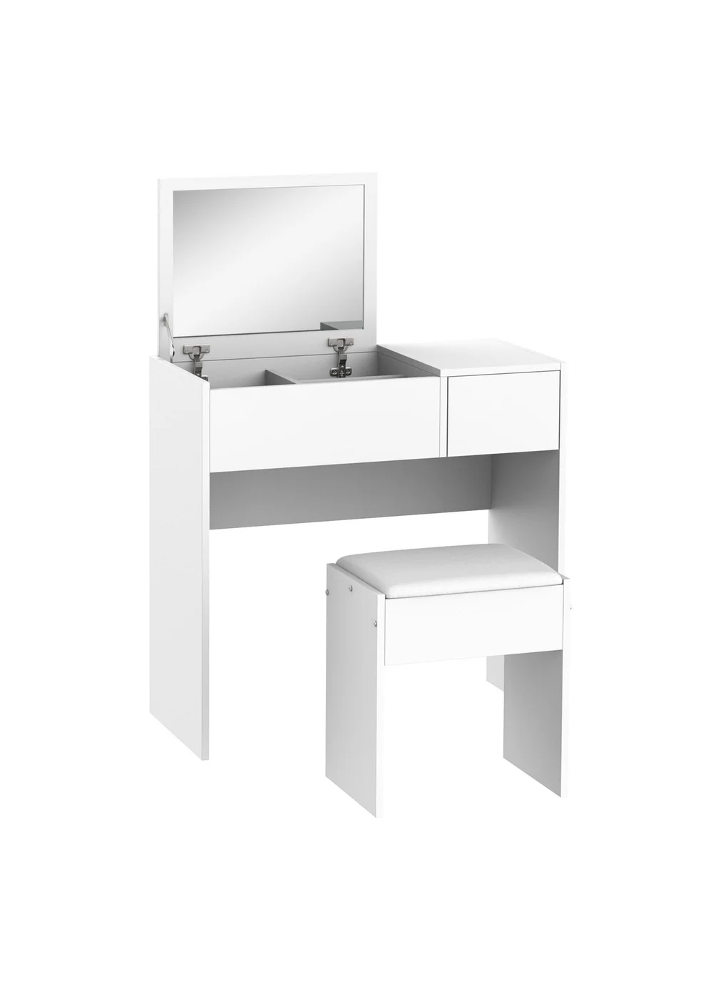 HOMCOM White Dressing Table Set with Flip-up Mirror (80cm x 40cm x 79cm) - No Size Image 2