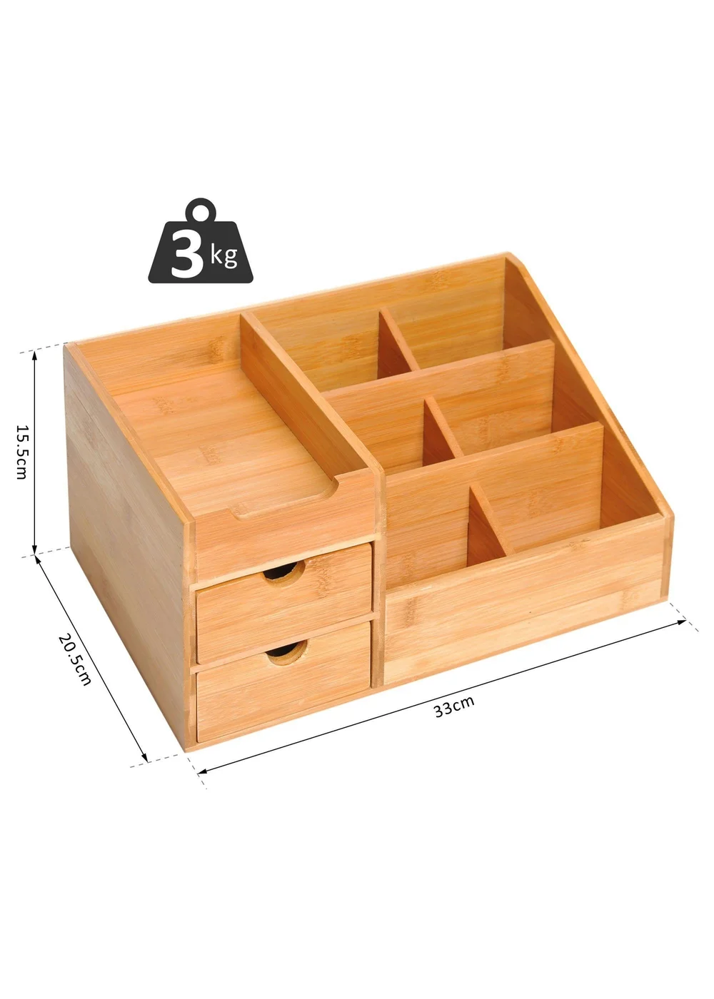 HOMCOM Natural Organiser Holder Storage (33cm x 205cm x 155cm) - No Size Image 3