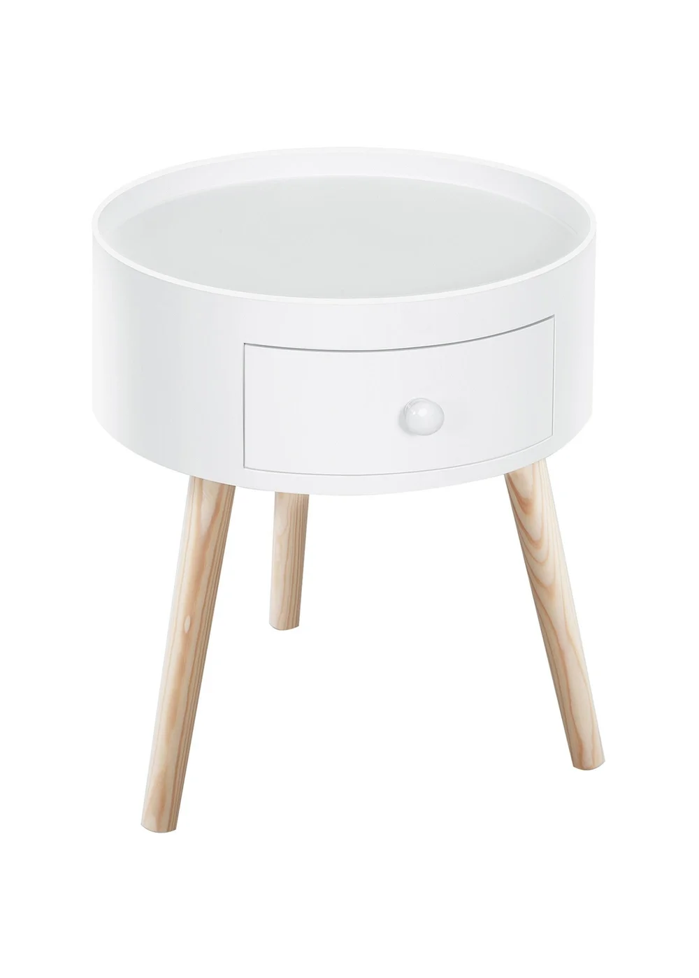 HOMCOM White Round Corner Coffee Table (38cm x 38cm x 45cm) - One Size Image 2