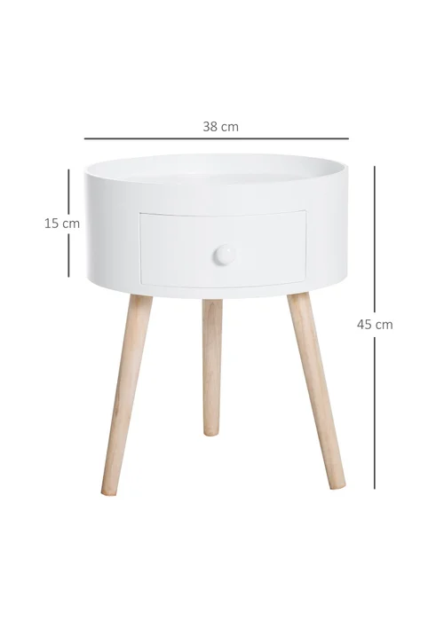 HOMCOM White Round Corner Coffee Table (38cm x 38cm x 45cm) - One Size Image 3